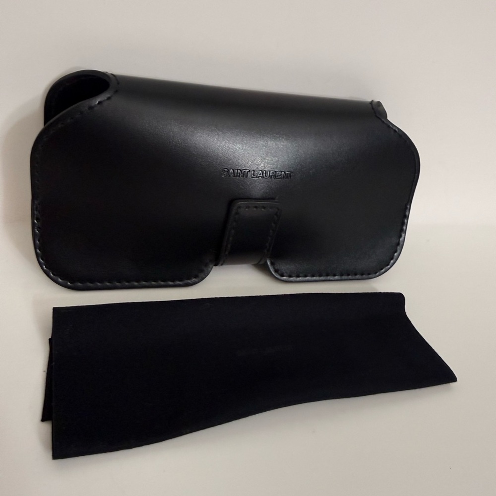 NEW SAINT LAURENT YSL STRAP LEATHER AUTHENTIC EYEGLASSES SUNGLASSES CASE CLOTH